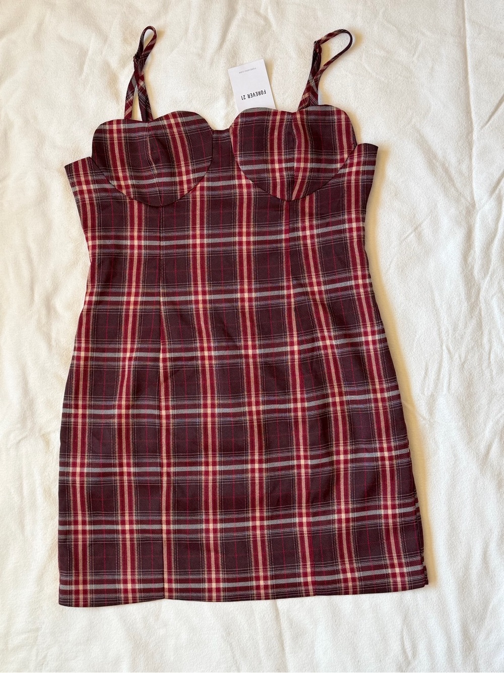 Forever 21 Burgundy Plaid Heart Bustier Mini Dress